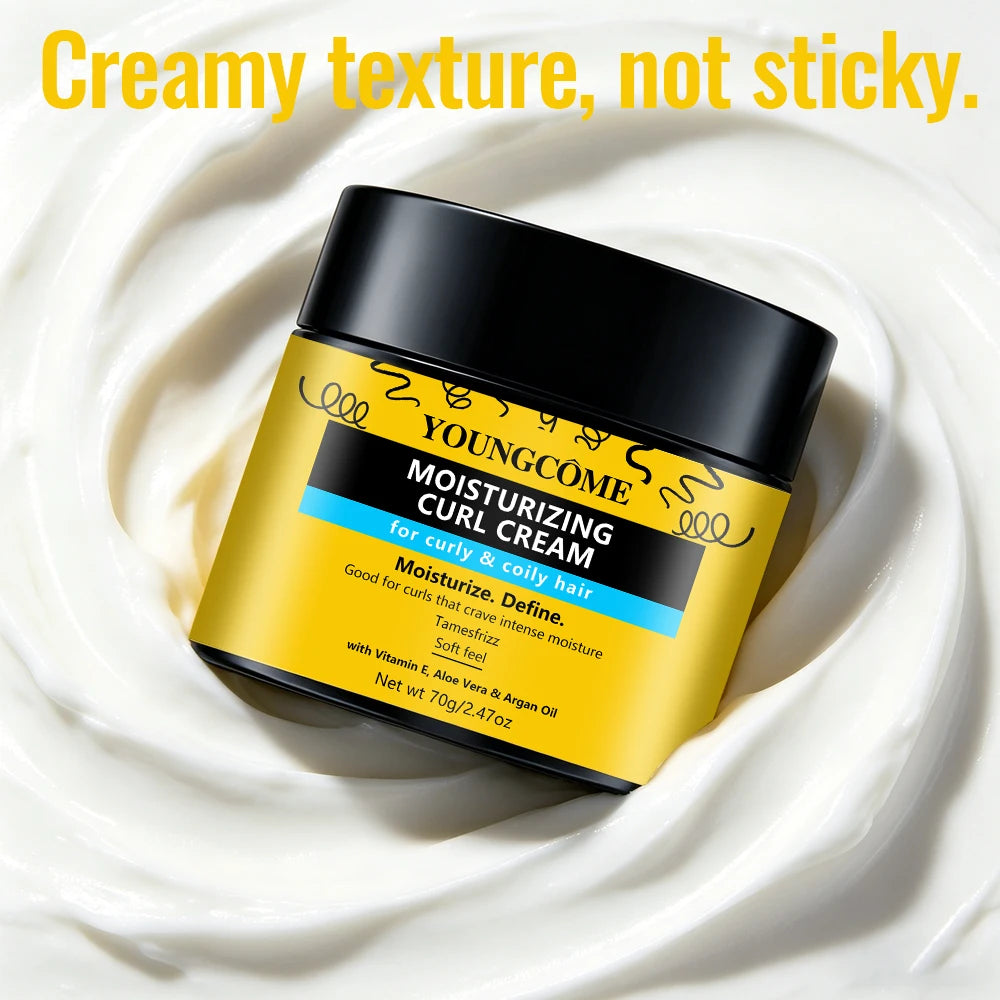 YOUNGCOME Curl Cream – Hydrating Frizz-Taming Styler, Vitamin E