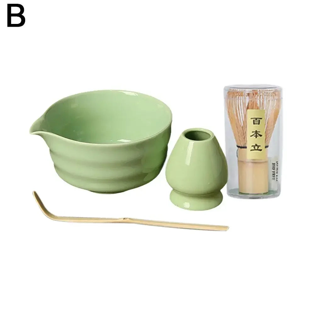 Japanese Ceramic Matcha Gift Set – Bowl, Whisk & Grinder 4pc