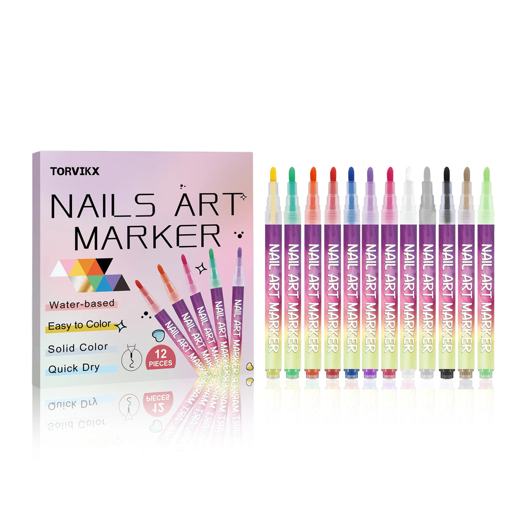 Nail Art Pen DIY Painting Fine Tip Long Lasting Color Smooth Drawing Water Based Waterproof Quick Dry Professional Beginner Oasis Select 1set 2