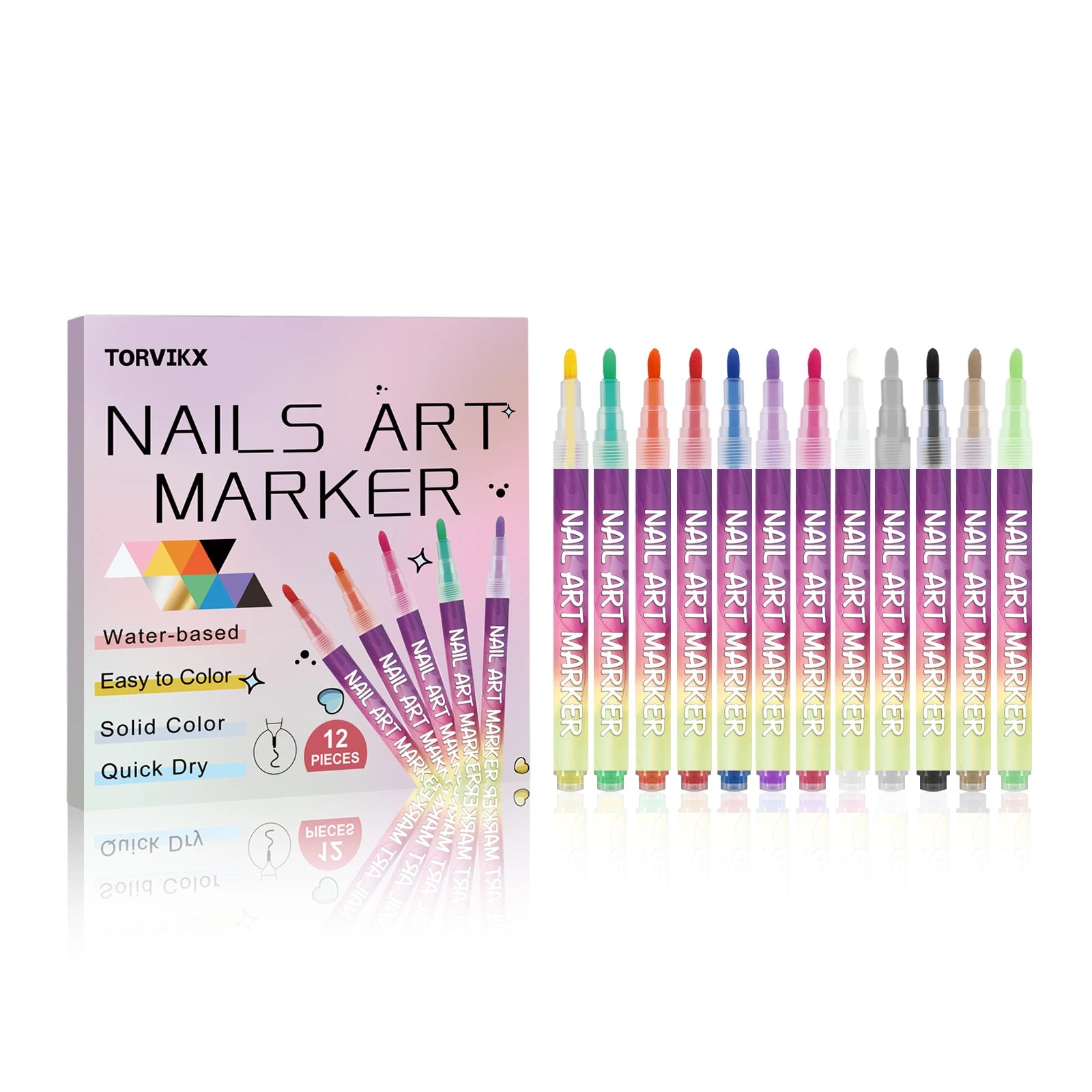 Nail Art Pen DIY Painting Fine Tip Long Lasting Color Smooth Drawing Water Based Waterproof Quick Dry Professional Beginner Oasis Select 1set 2
