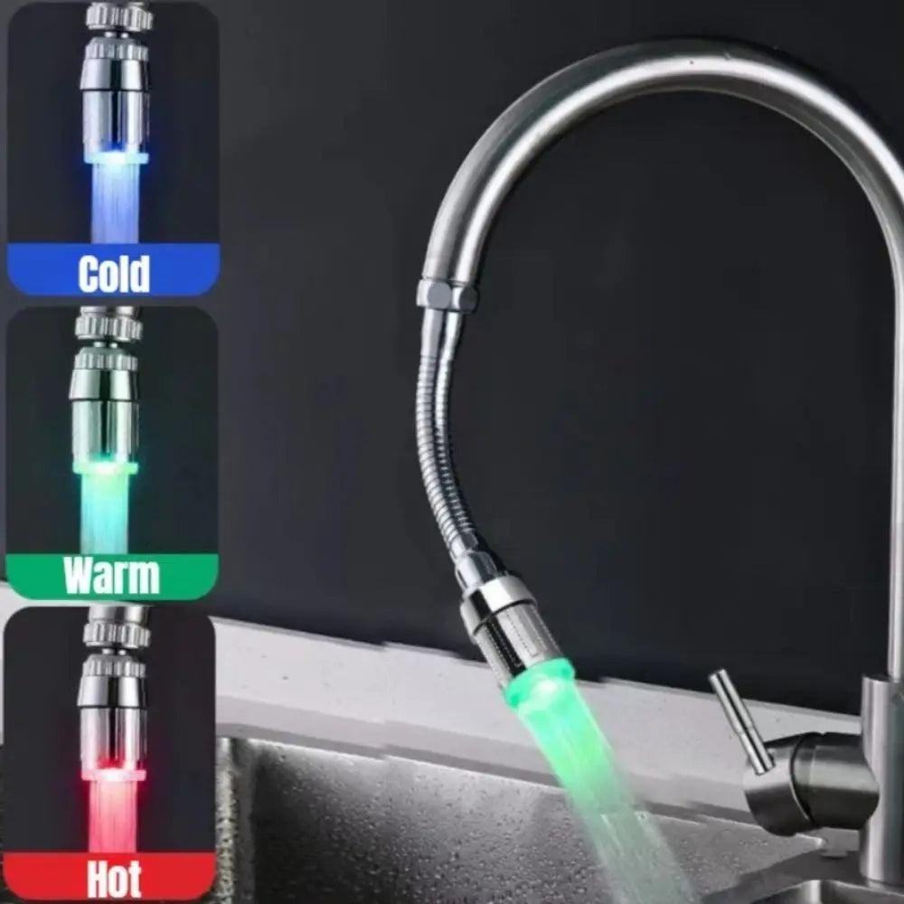 New 3 Colors Change Automatically Temperature Sensitive Faucet Adjustable LED Faucet Creative Luminous Faucet for Kitchen Oasis Select