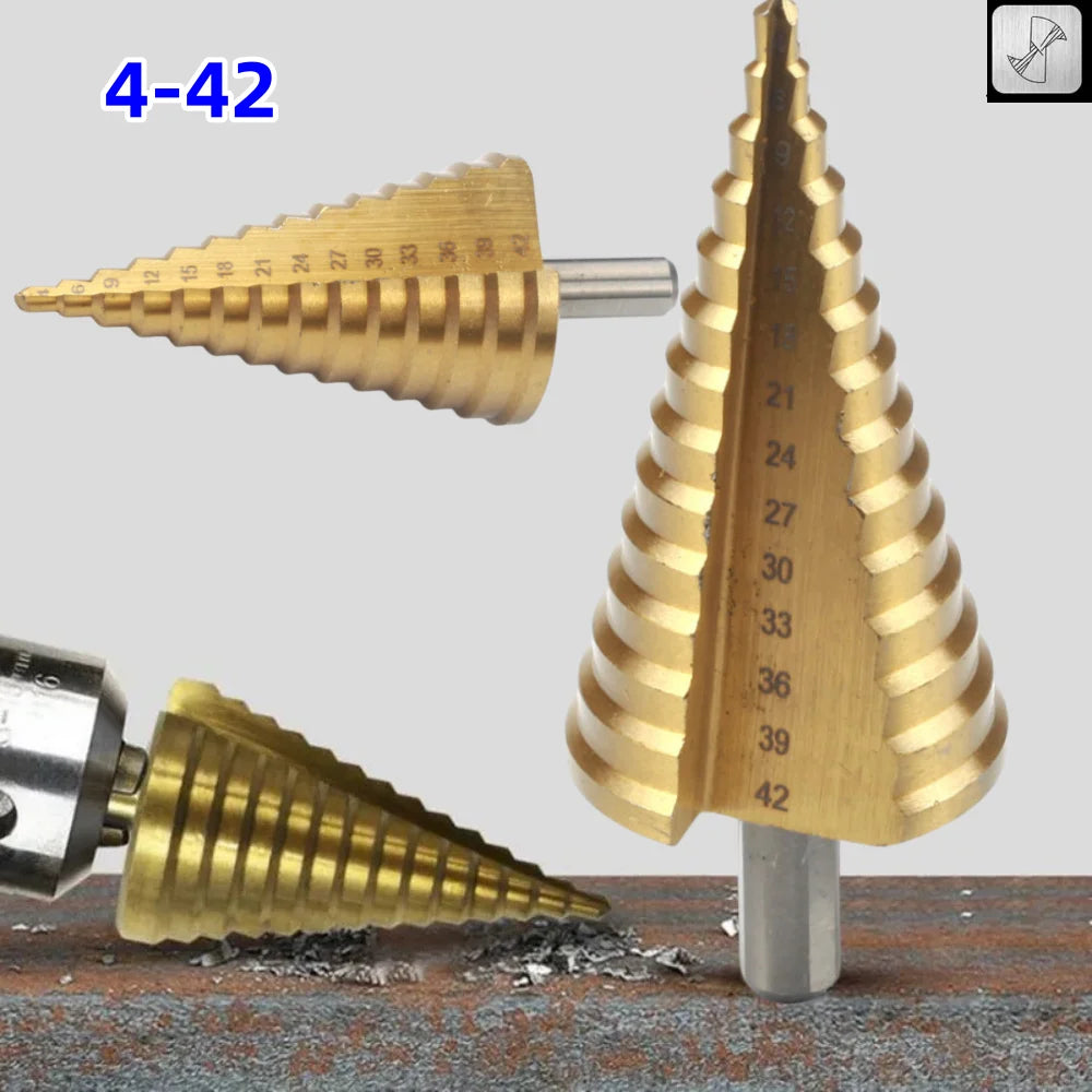 HSS Titanium Step Drill Bit 4-32/42mm – Metal & Wood Cone Drill Step Drill Bit Oasis Select