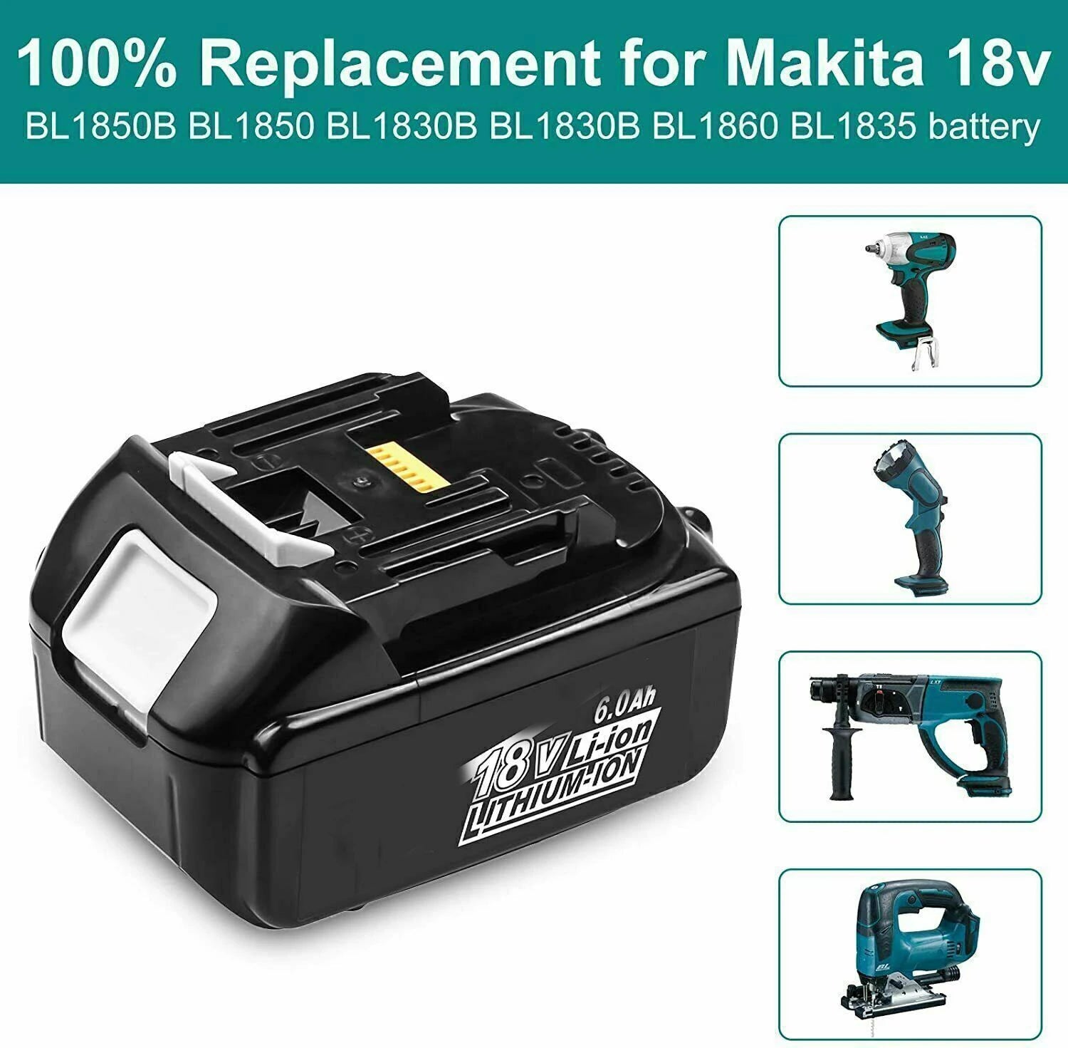 Battery 18v for makita BL1860 BL1850B BL1850 BL1840 BL1830 screwdriver battery & charger 18v Replacement Power Tool Batteries. Oasis Select