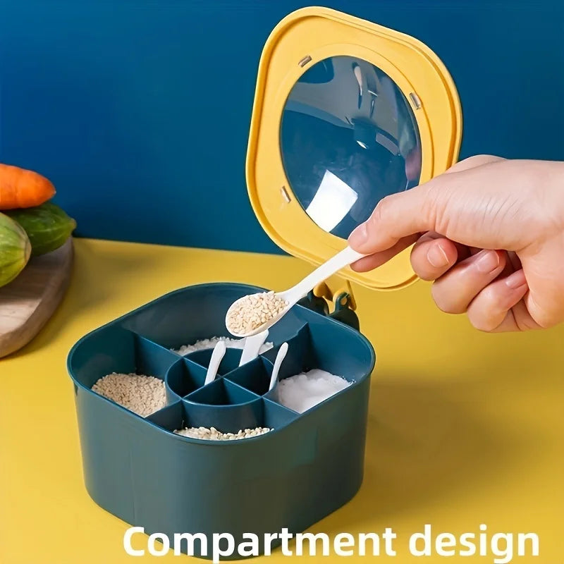 A 4-In-1 Large Capacity Seasoning Box with a Lid And Spoons Comes with Four Spoons for in The Home Kitchen for Salt Containers Oasis Select