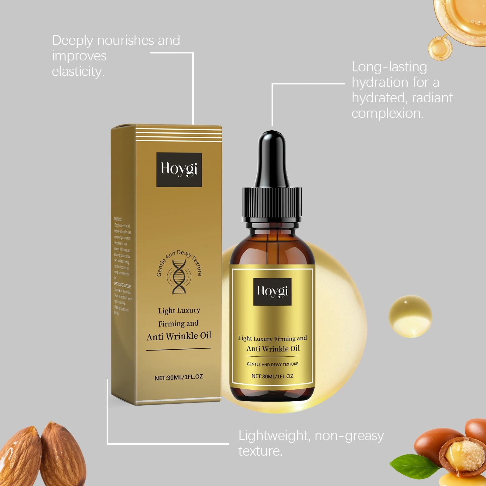 Firming Facial Care Oil Lifting Anti Wrinkle Lightens Lines Tightens Skin Nourishing Smoothing Soften Brightening Face Serum Oasis Select