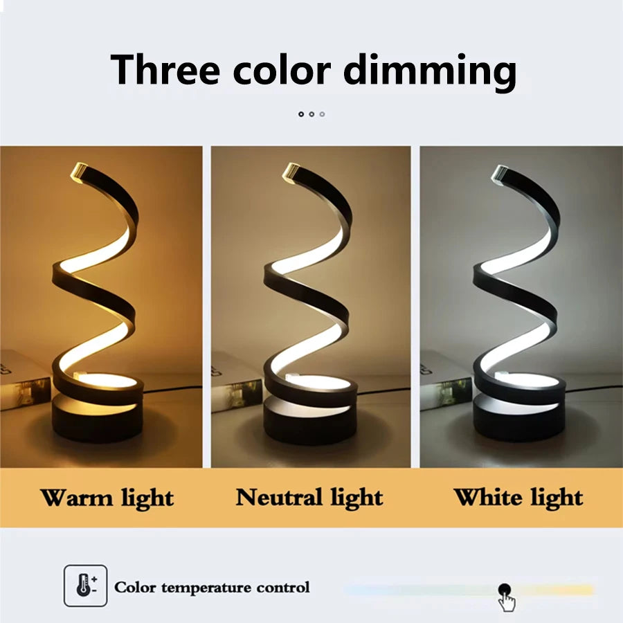 GGBEE Spiral USB LED Desk Lamp – 3 Color Dimmable Light LED Table Lamp Oasis Select