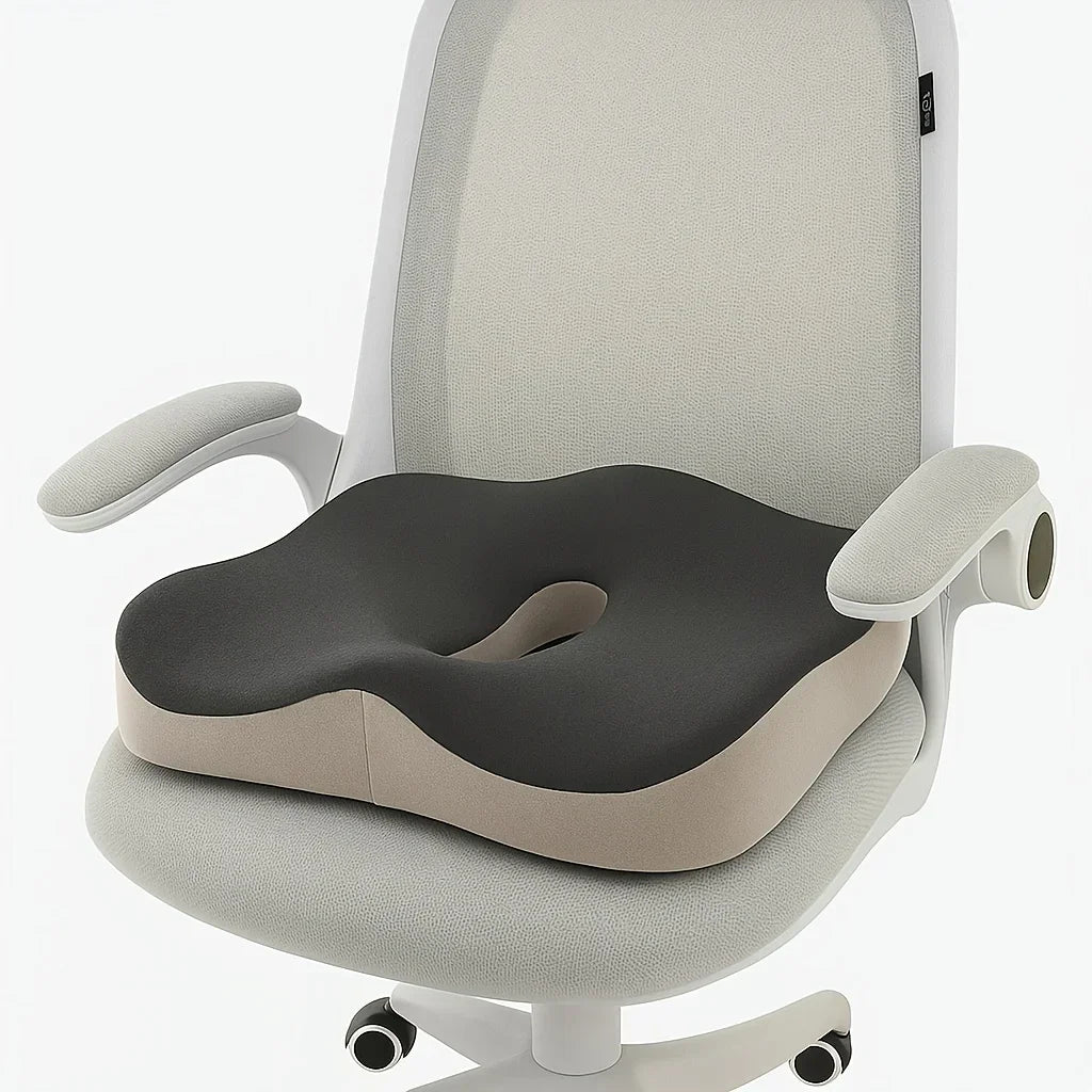 1pc Memory Foam Seat Cushion - 3D Ergonomic Support| Light Green & Grey, Washable Polyester, Car/Office Essentials Home Decor Oasis Select