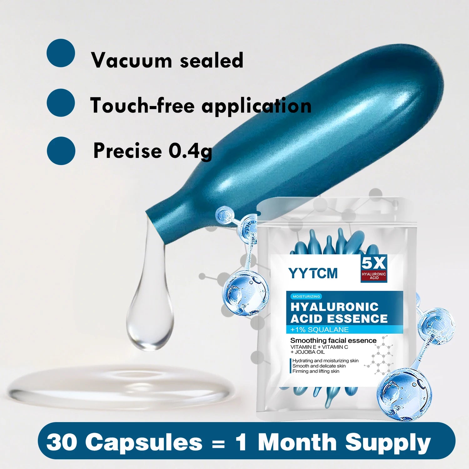 Hyaluronic acid deep moisturizing capsule essence, deep moisturizing and brightening skin essence (0.4gx30 capsules)/bag -1 bag Oasis Select