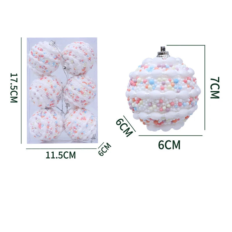 Christmas balls bubble balls Christmas tree creative decoration pendant 6cm Christmas color dots bob ball pendant Oasis Select White