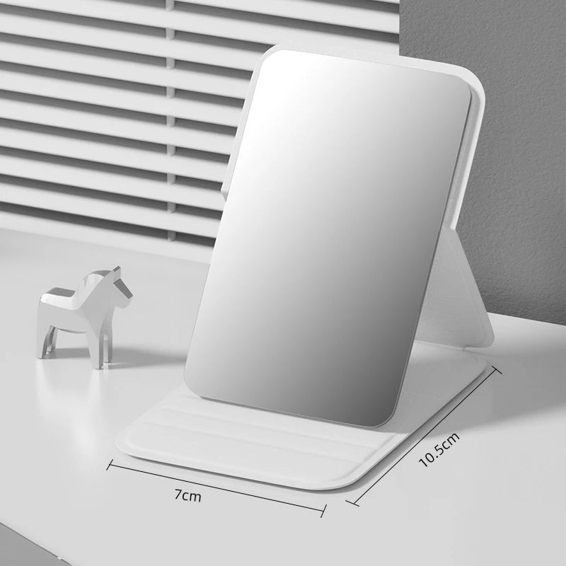 Portable Handheld Mini Makeup Mirror, Dormitory Tabletop And Office Use, Adjustable And Portable Folding Mirror Oasis Select white