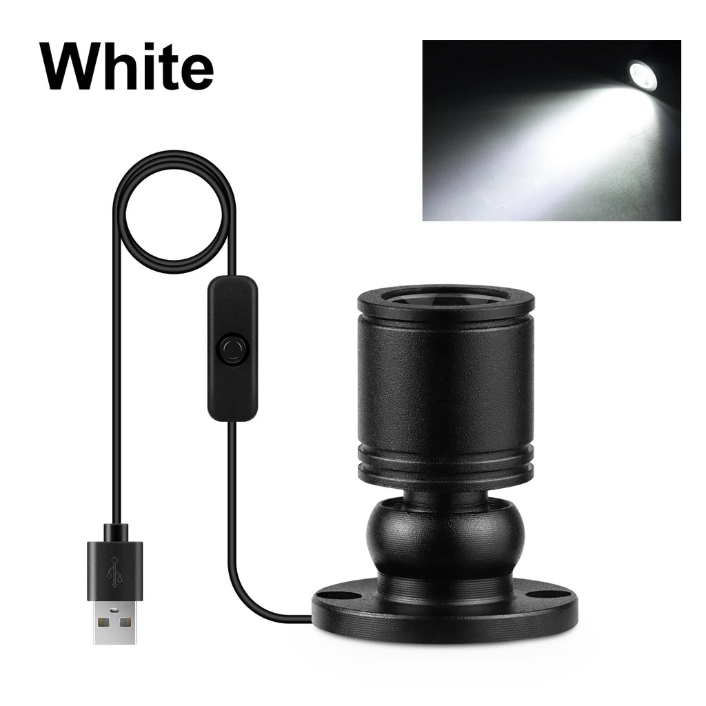 1W Led USB Spotlight With Swtich On/Off,5V USB Charging Port,Atmosphere Decor Lighting for Collectibles Anime Character Models Oasis Select Black Shell White