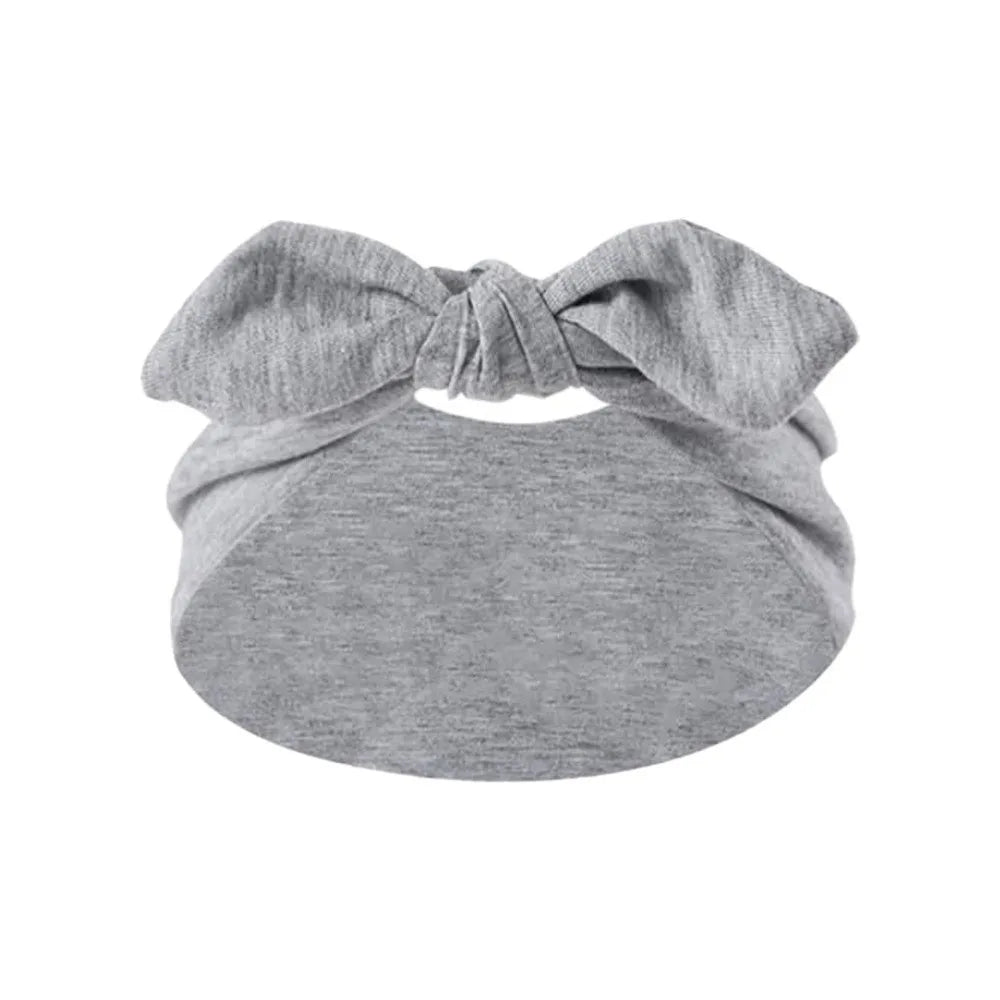 Sweat-Wicking Elastic Bunny Ear Hairband Ultra Wide Bohemian Style Bowknot Headband Knotted Bunny Ears Non Slip Headwrap Workout Oasis Select Grey