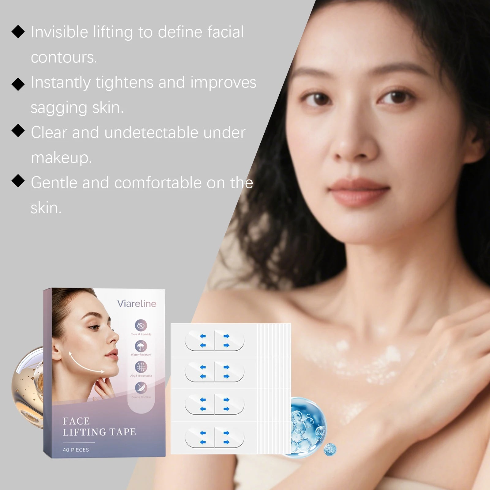 Waterproof Invisible Face Lifting Patch Breathable Clear Instant Shaping Firming V-Shape Beauty Sticker Instant V Face Lift Tape Oasis Select