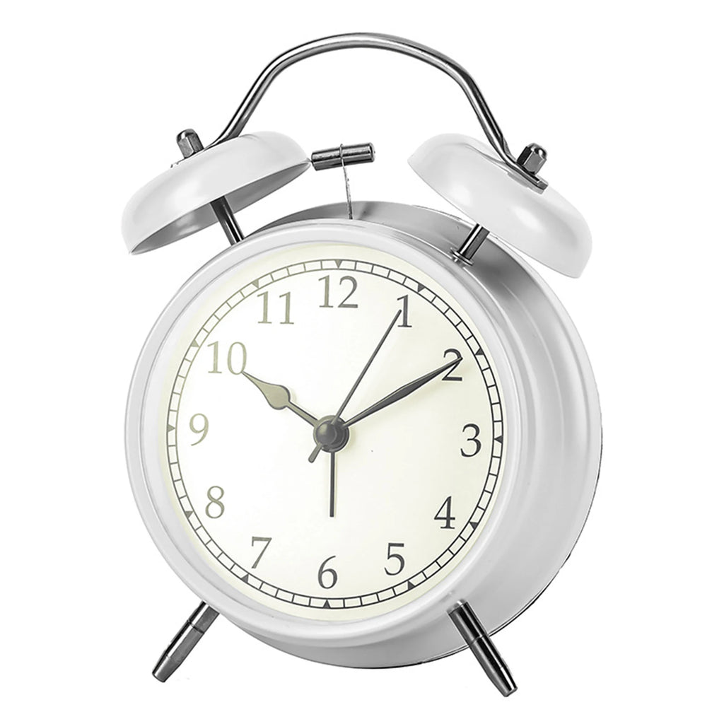 Vintage Twin-Bell Metal Alarm Clock with Night Light | Bedside