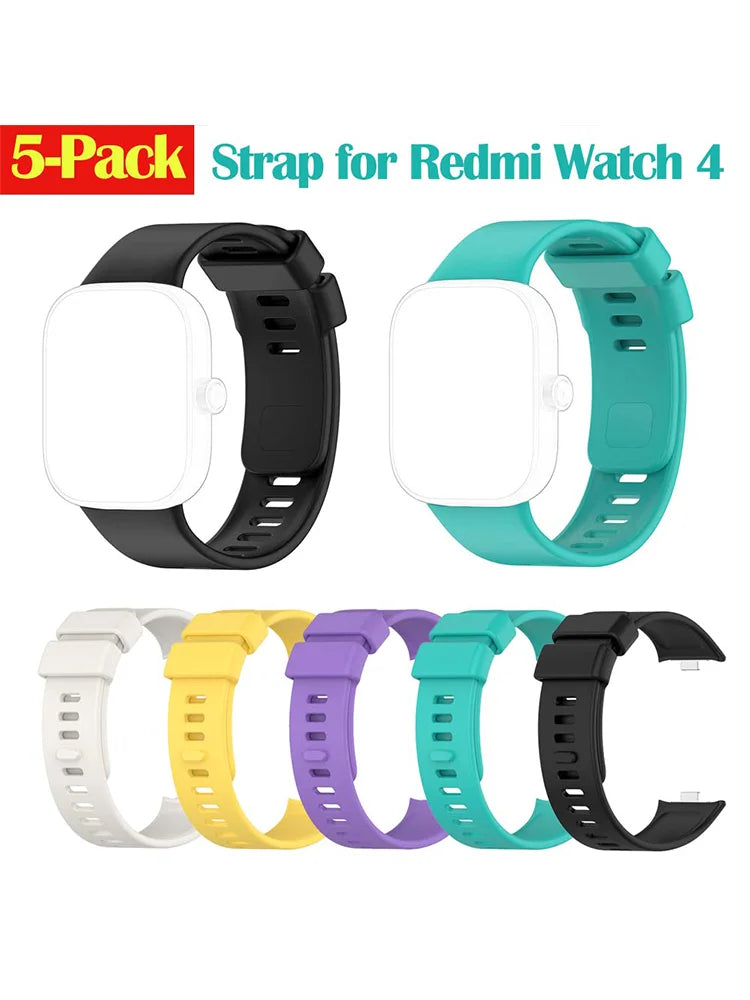 5-Pack Silicone Bands for Redmi Watch 4 – Mixed Colors Smartwatch Band Set Oasis Select