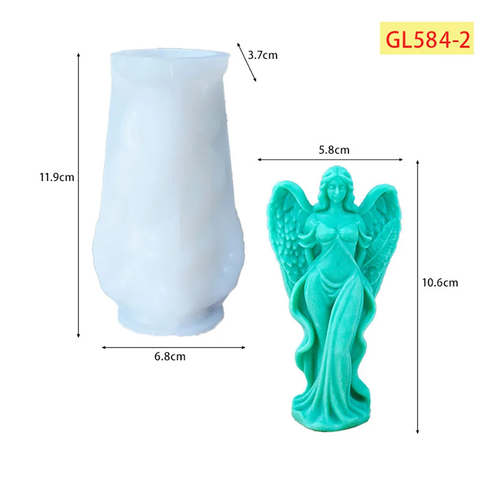 Wings Goddess Scented Silicone Candle Mould DIY Prayer Angel Sculpture Gypsum Resin Mold Women Candle Making Supplies Home Decor Oasis Select B