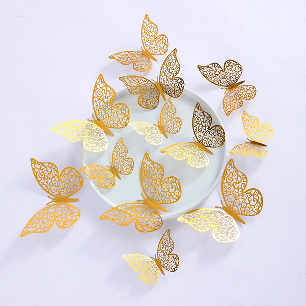 12-Pack 3D Laser Butterfly Wall Stickers – Party & Home Decor 3D Wall Stickers Oasis Select
