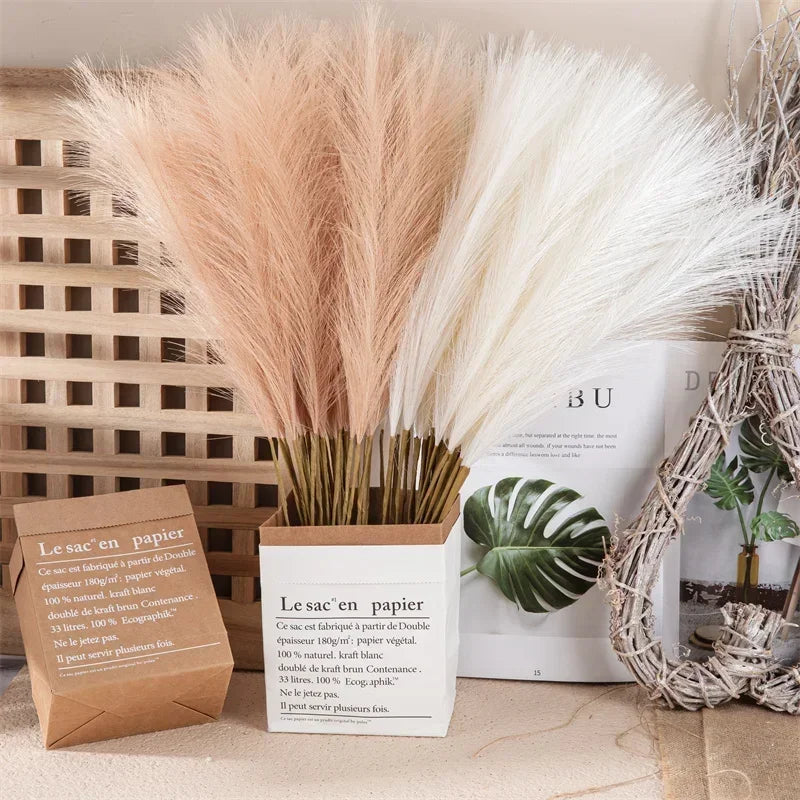 5PCS Artificial Pampas Grass Artificial Flower Home Party Table Flower Arrangement Decoration Wedding Decor Fluffy Reed Grass Oasis Select