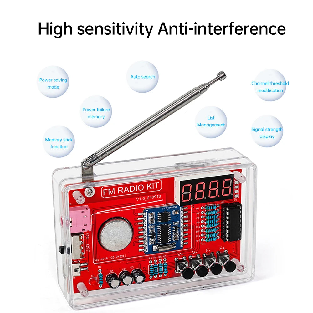 RDA5807 87-108MHZ FM Radio DIY Kit Welding Practice Parts Simple/with Digital Display Micro USB Oasis Select