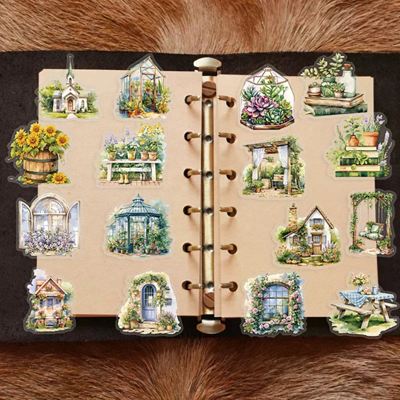 50PCS Flower Field Cottage Cartoon Stickers DIY Scrapbooking Guitar Snowboard Motorcycle Luggage PET Sticker Oasis Select