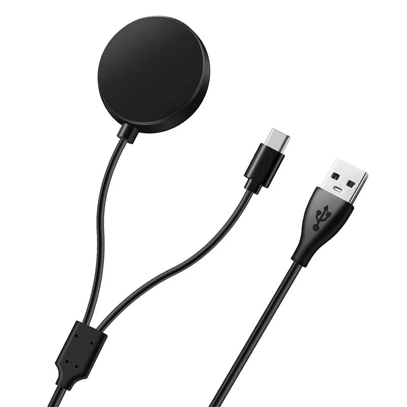 2-in-1 Samsung Galaxy Watch Charger + USB-C Cable – All Models Smartwatch Charger Cable Oasis Select black