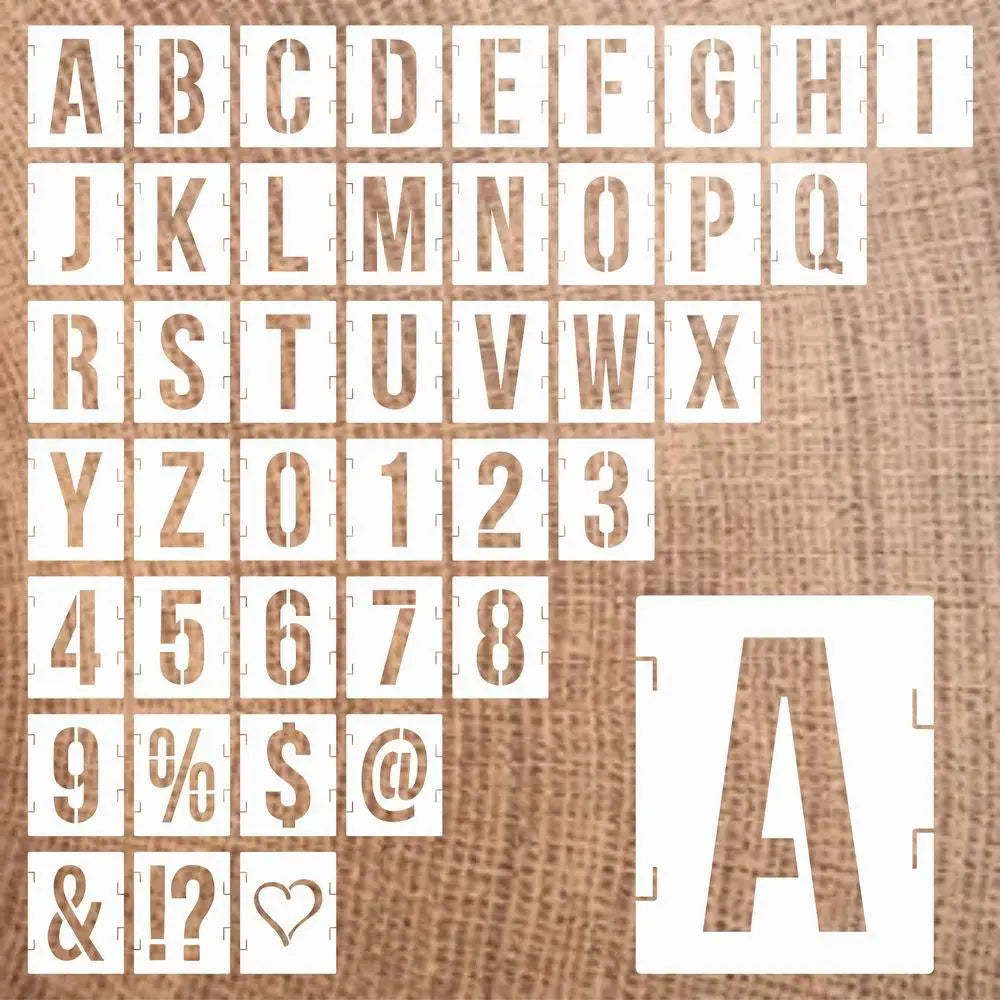42pcs Interlocking Letter Stencils Set, Reusable Templates for Art Supplies, Painting on Wood, Canvas, Rock, Wall, Fabric,DIY Oasis Select