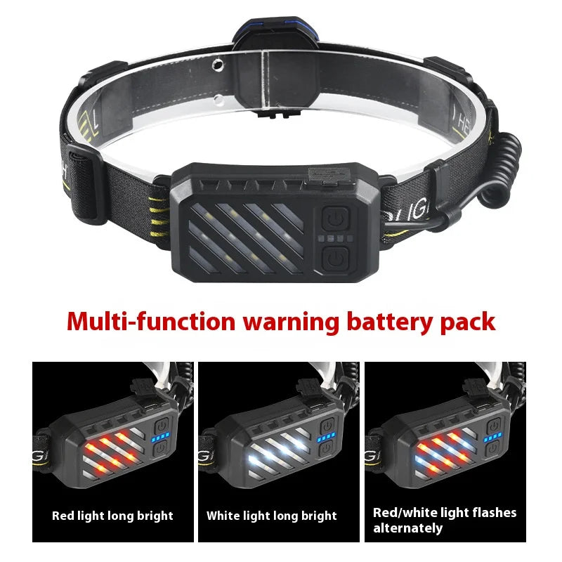 COB Strong Light Headlamp Rechargeable Portable Head Torch For Fishing Outdoor Riding Camping 10 Lighting Modes Head Flashlight Oasis Select