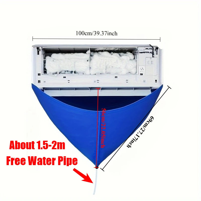100cm Thickened Cleaner Air Coditioning Cleaning Cover Bag PVC with Water Pipe Home 1-1.5P Split Hanging Air Conditioner Tools Oasis Select Blue