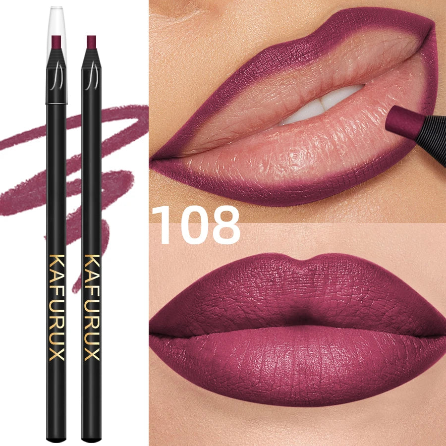 KAFURUX Waterproof Matte Lip Liner | 12 Colors, Long-Lasting
