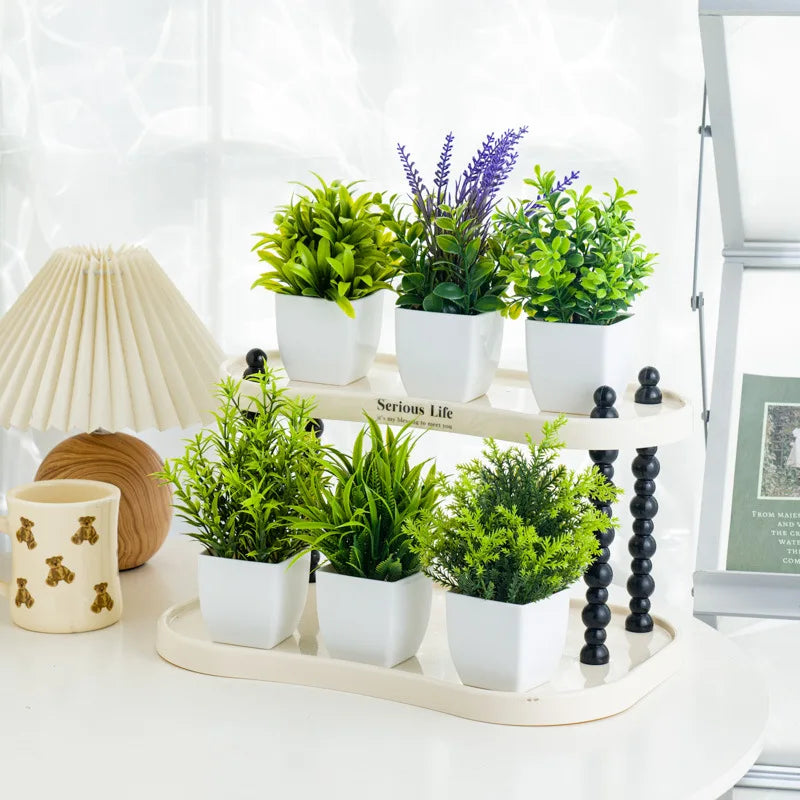 Lifelike Artificial Potted Plants for Home Office Decor Mini Fake Greenery Desk Top Decoration Modern Table Centerpiece Oasis Select