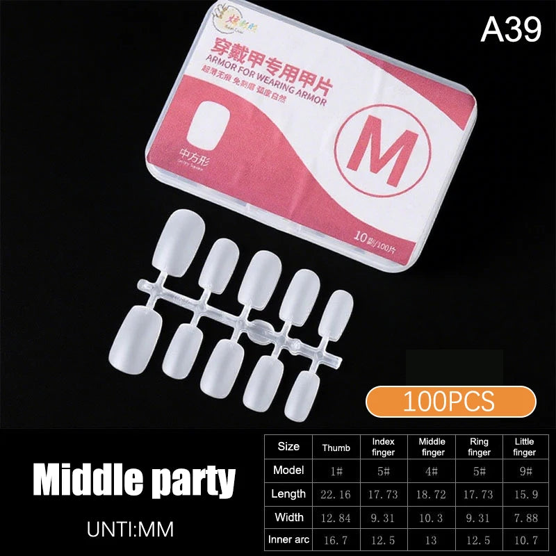 100pcs Press On Nail Tips Full Cover Ultra-Thin False Nails Patches Gel Nails Extension System Clear Fake Nails Art Accessories Oasis Select A40