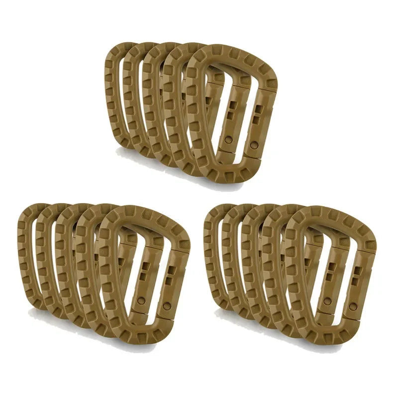 5/10/15Pcs Tactical Carabiner Clip Set Outdoor Steel Hook Camping Lock Daily Key Chain Keychain Buckle Backpack Bag Karabiners Oasis Select khaki-15pcs