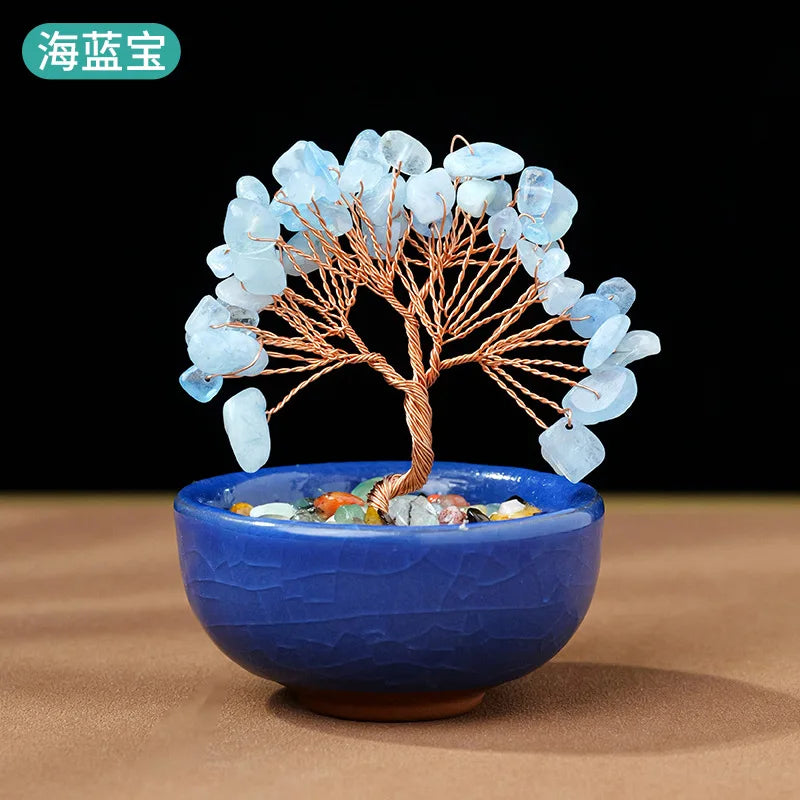 Treasure Basin Crystal Wealth Tree Tea Cup Base Crystal Tree Creative Crystal Decoration Home Decoration Accessories Oasis Select K