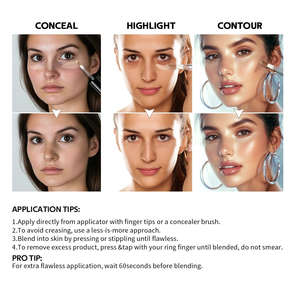 Super Coverage Concealer Multi-Use Cream Oil Free Highlight Covers Dark Circles Long-lasting Natural Matte Finish Long Wear Make Oasis Select
