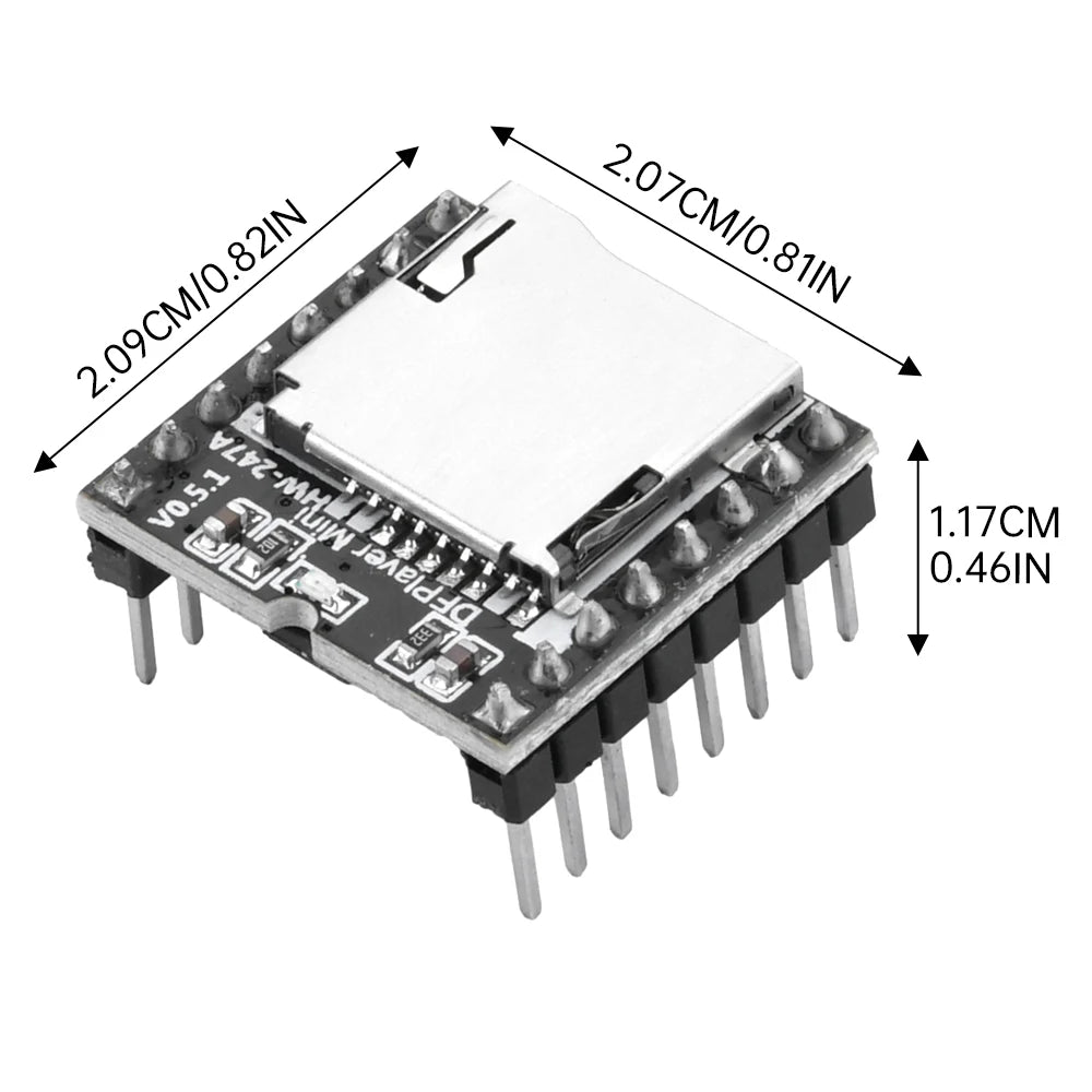 YX5200 DFPlayer Mini MP3 Player Module MP3 Voice Decode Board Supporting TF Card U-Disk IO Serial Port AD Compatible for Arduino Oasis Select