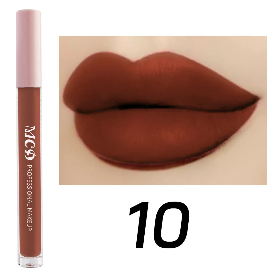 MCD Dark Brown Matte Velvet Liquid Lipstick – Waterproof Lip Gloss