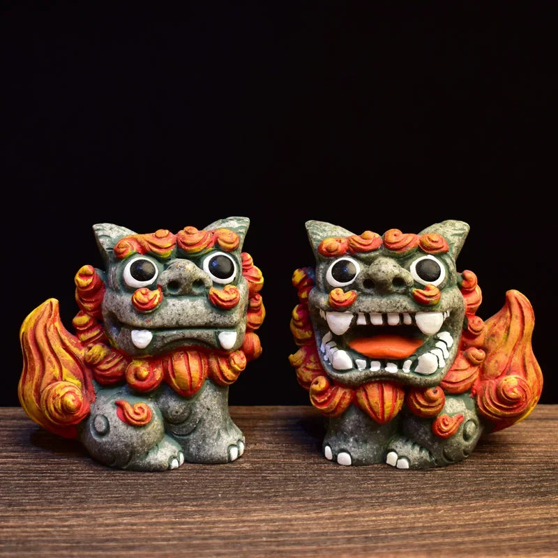 A Pair Of Chinese Lion Ornaments Cute Town House Little Lion Desk Lucky Prosperous Business Lucky Lion Oasis Select