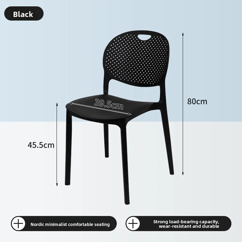 Plastic chair Back chair Thickened desk stool Study home bedroom Nordic creative dining chair can be stacked Oasis Select Black 2 pieces