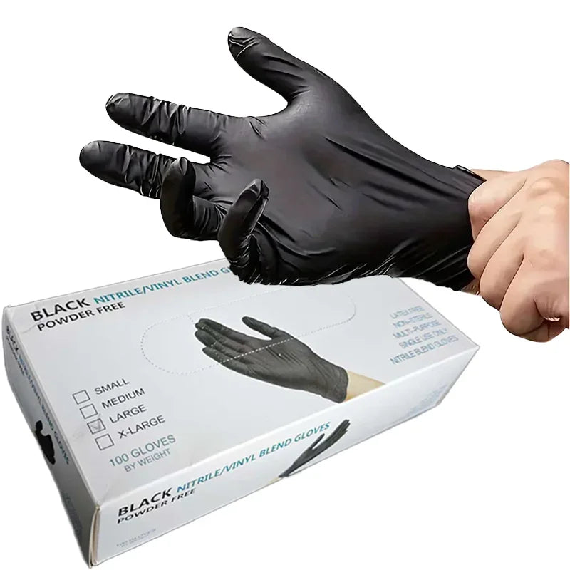 100PCSDisposable Nitrile Black Gloves - Tear-Resistant Durable, Ideal for Cooking Food Handling & Dough Kneading Oasis Select