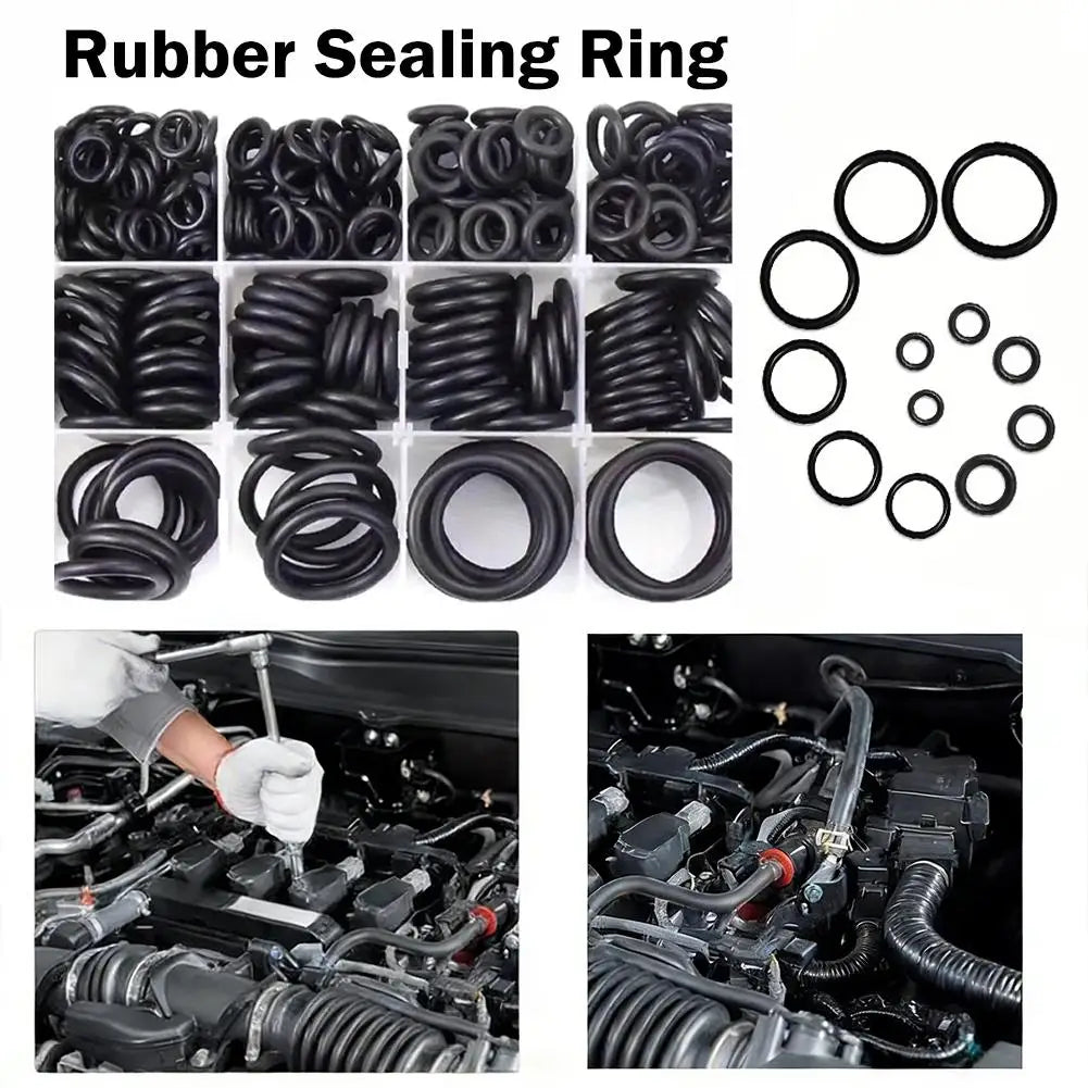 225Pcs Rubber O-Ring Assortment Kit Black Sealing Gasket Washer Universal Repair Set for Plumbing Automotive Oasis Select