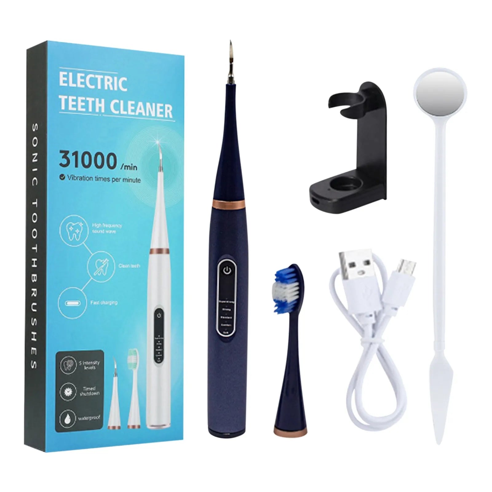 Ultrasonic Portable Electric Dog Toothbrush Professional Plaque Calculus Removal Teeth Whitening for Pet Dental Care Oasis Select Blue One Size