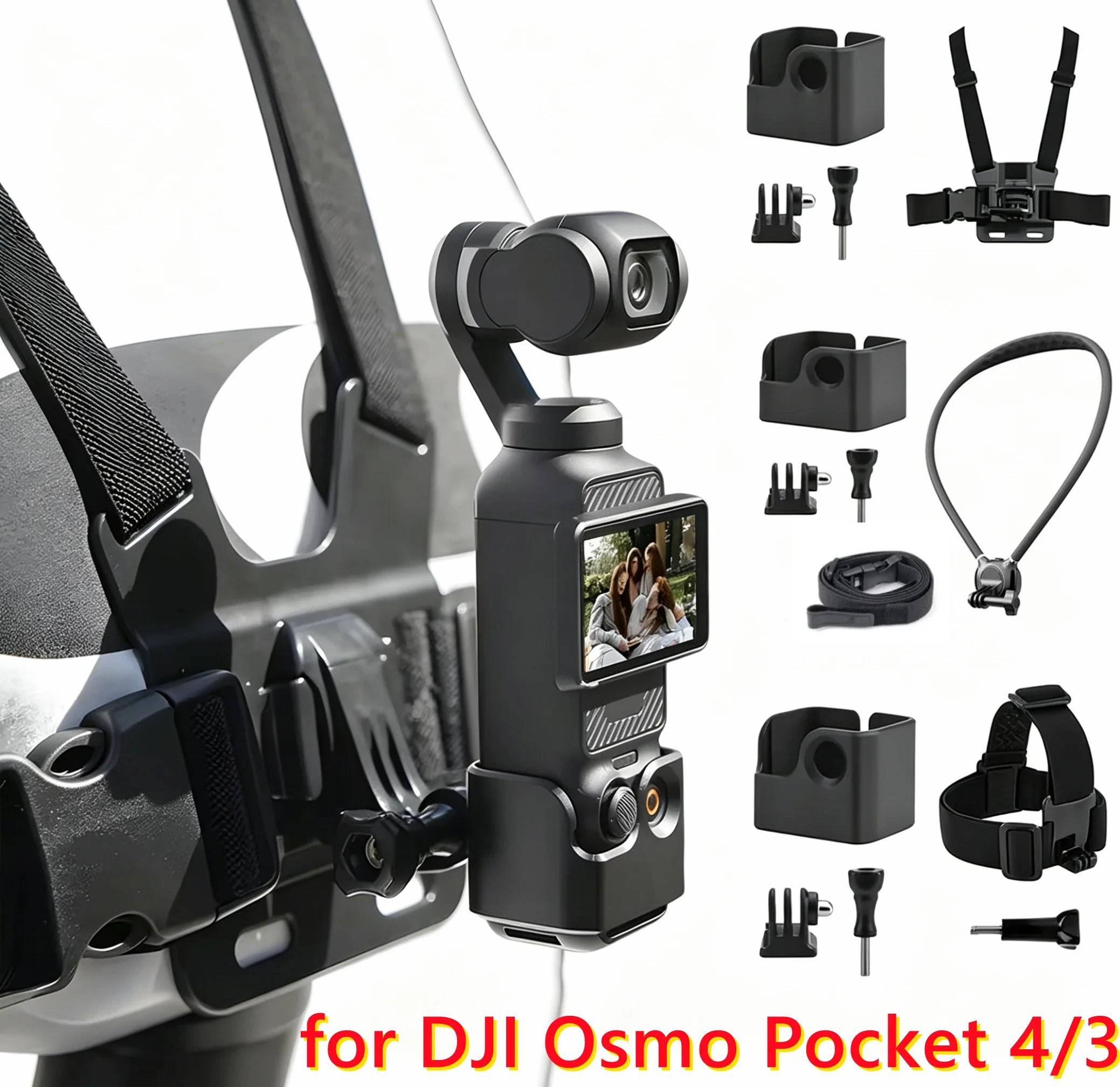 DJI Osmo Pocket 3/4 Head Strap, Chest Mount & Backpack Clip Kit