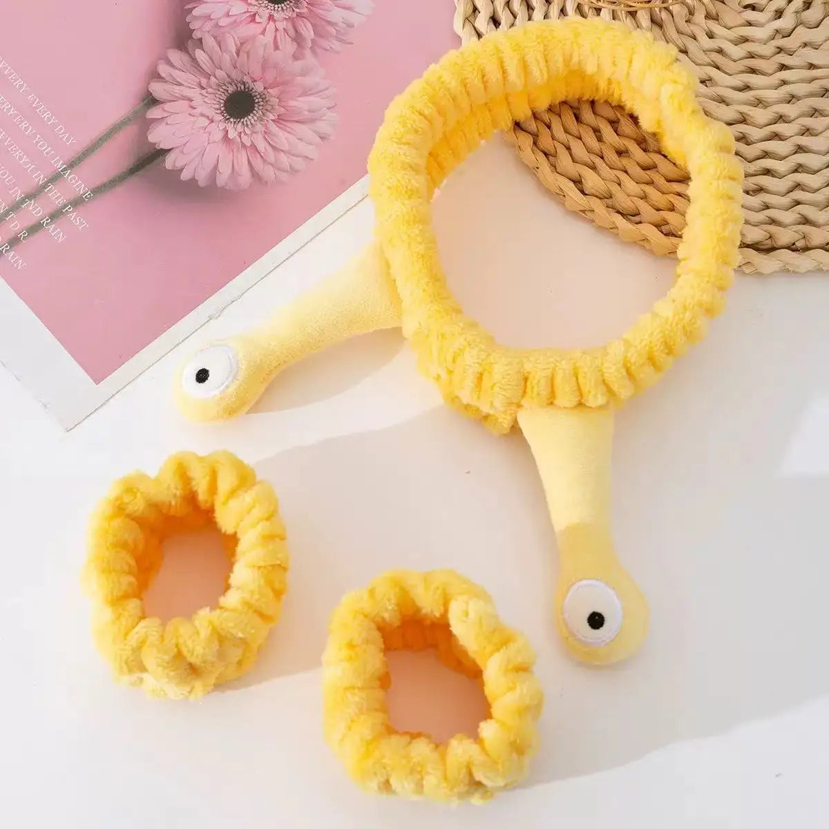 Elastic Headbands Women's Cute Coral Fleece Creative Hair Accessories for Makeup Snail Spa Hair Bands Cartoon Design Hairbands Oasis Select E