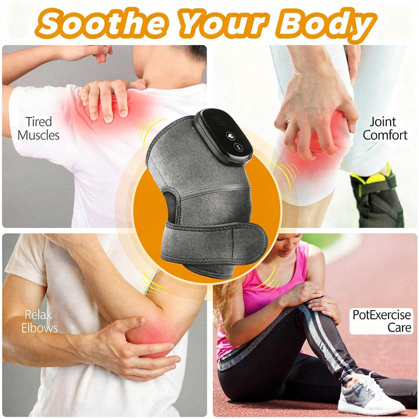 3-in-1 Heated Vibration Massager – Knee, Shoulder & Elbow