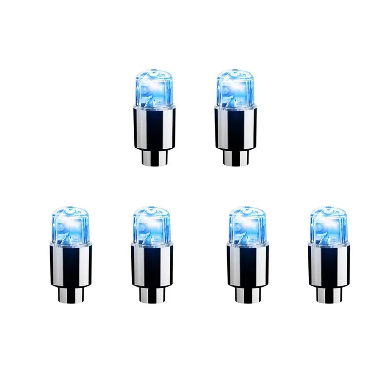 2/4/6/8Pcs Car Light Bicycle LED Tire Lights Universal Car Neon Lamp Valve Cover Lights Tire Colorful Flashing Bulb Decoration Oasis Select 6pcs Blue