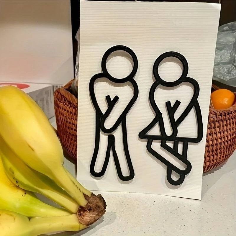Funny Bathroom Signs for Men Women Creative 2D Flat Restroom Door Decor Restaurant Hotel Cafe Toilet Signage Wall Sticker Oasis Select