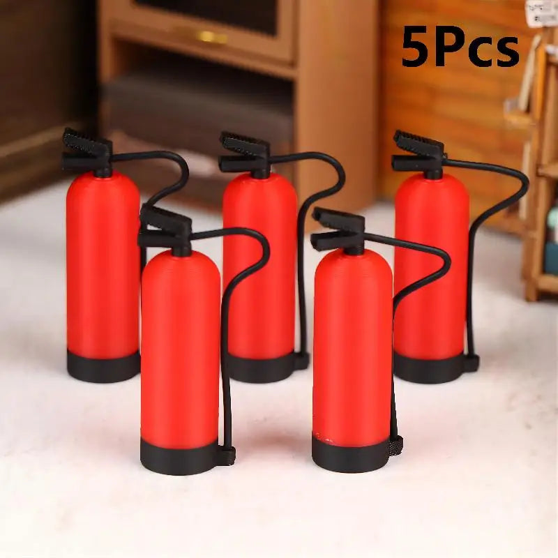 1/2/5Pcs Miniature Simulation Fire Extinguisher Ornament Dollhouse Miniature Scene Decor 1/12 Scale Dolls House Photography Prop Oasis Select 5Pcs