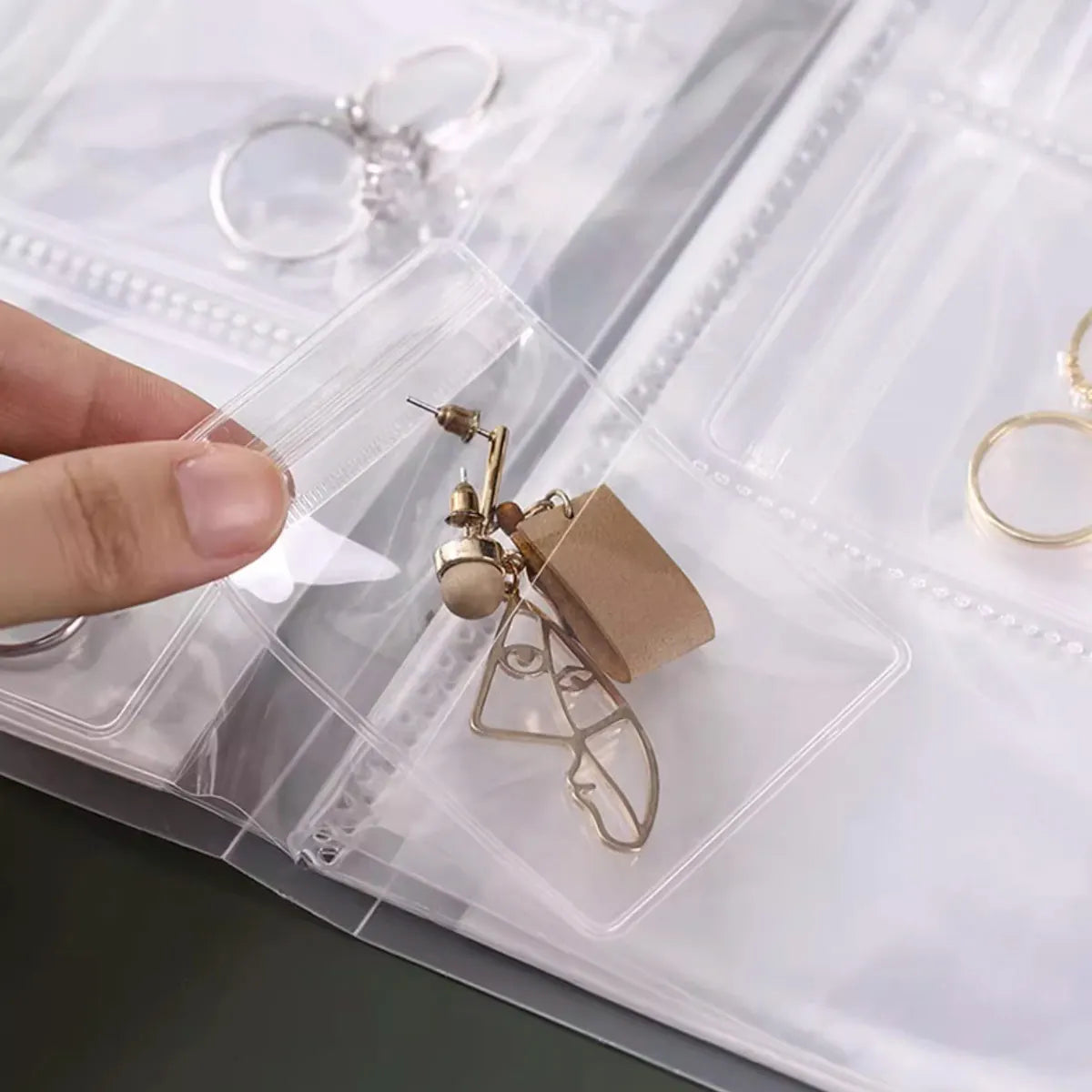 Jewelry storage album, transparent PVC storage book, earring, necklace, bracelet, ring storage bag, anti-oxidation jewelry bag Oasis Select
