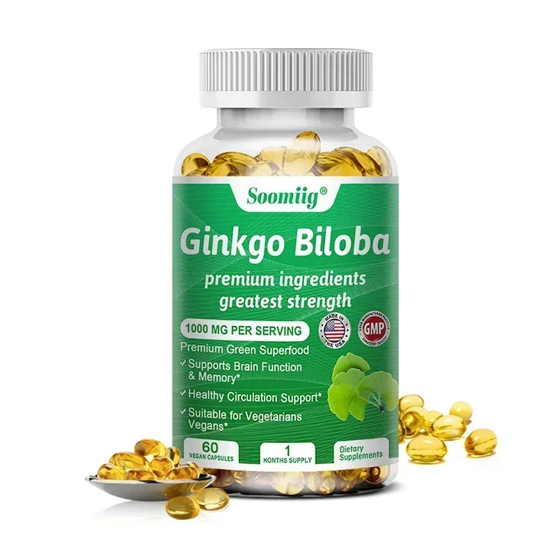Ginkgo Biloba Capsules – Memory, Focus & Vision Supplement Herbal Supplement Oasis Select 60 count-1 bottle