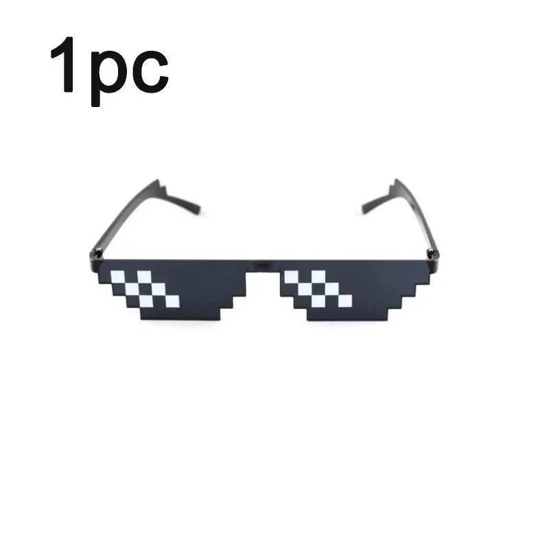 1/2/4/6pcs Design Funny Mosaic Sunglasses Sun Glasses Pixel Black Retro Gamer Robot Sunglasses Birthday Party Cosplay Favors Oasis Select 1pcs